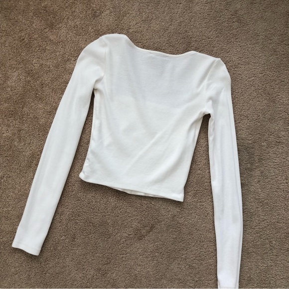 Zara White Long Sleeve Crop Top - Picture 4 of 4